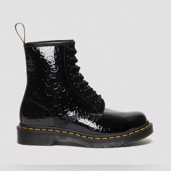 New Dr Martens 1460 LEOPARD EMBOSS PATENT LEATHER BOOTS Black Size 8 - Picture 7 of 9